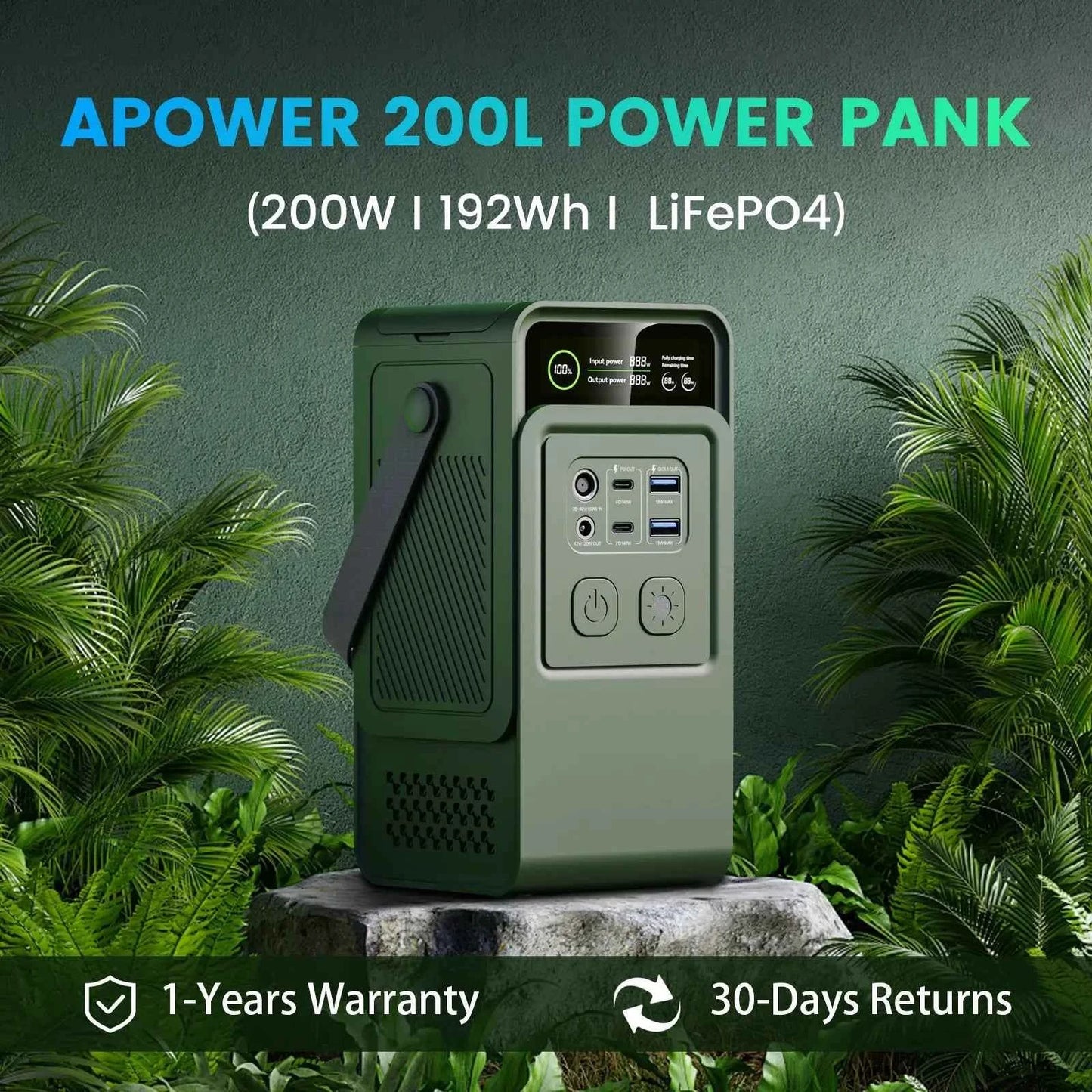 CTOLITY 200W Power Station 192Wh Lifepo4 Battery Power Bank 60000mAh Portable Charger Battery For Outdoor Energy Storage Supply