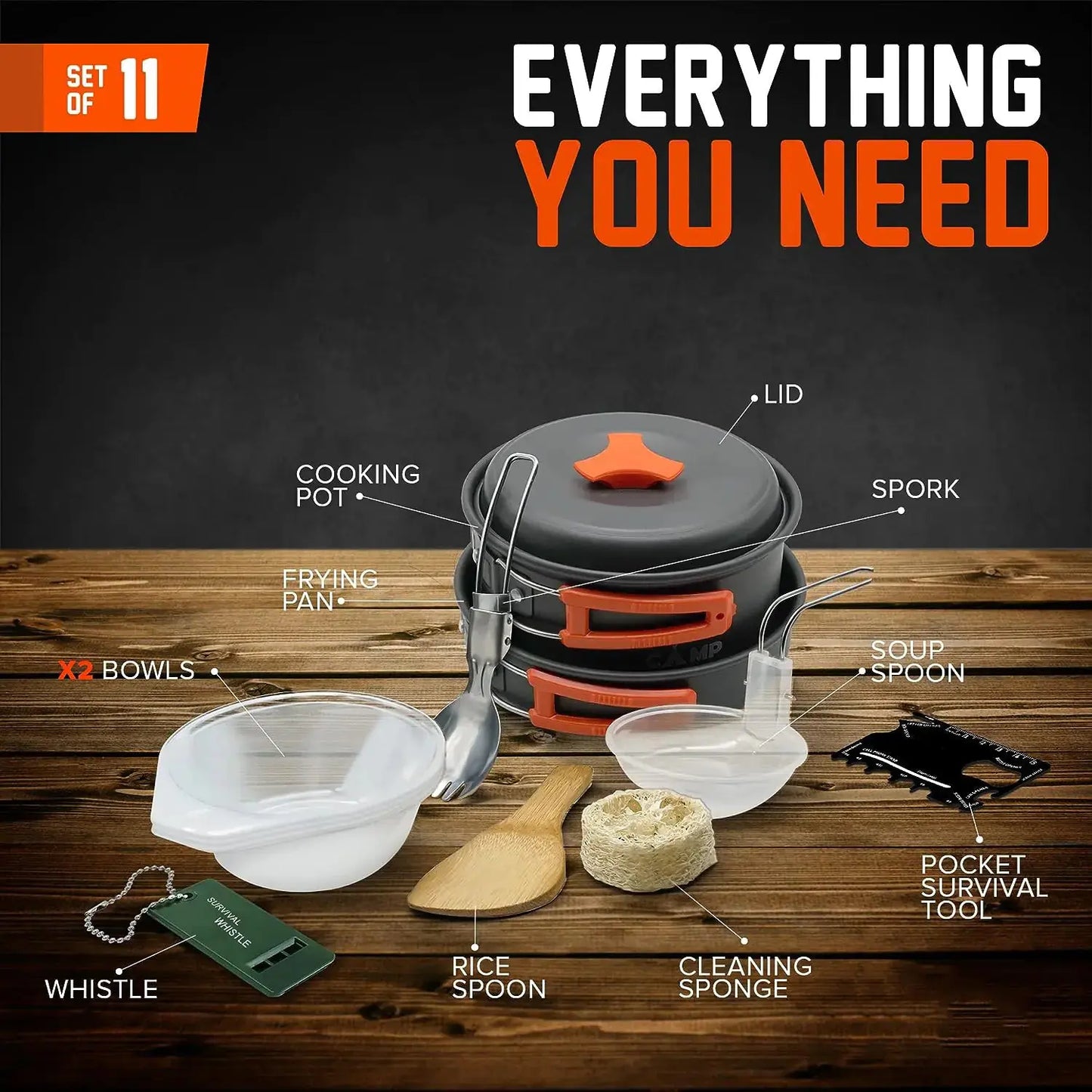 Portable Outdoor Camping Cookware Set with Stove ZenBird Store
