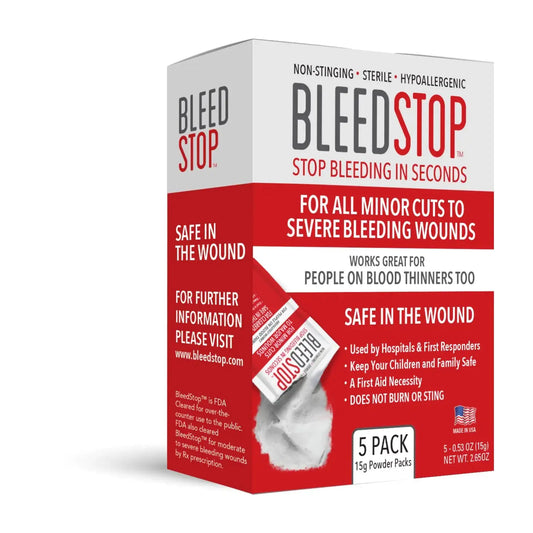 BleedStop™ First Aid Powder for Blood Clotting Trauma Kit Blood Thinner Patients Camping Safety and Survival Equipment for Moderate to Severe Bleeding Wounds or Nosebleeds 5 Pack 15g ZenBird Store