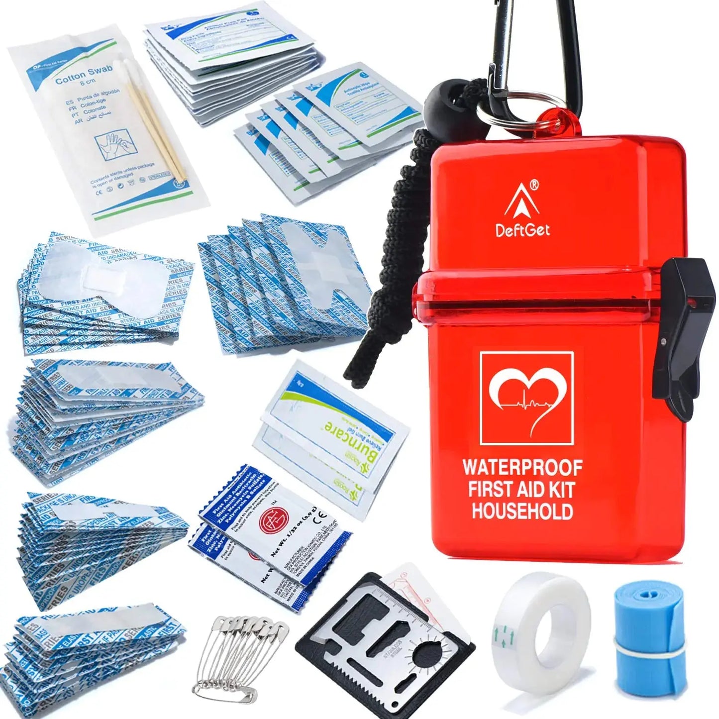 DEFTGET Waterproof First Aid Kit Travel essentials small Emergency Survival Kits mini Durable Lightweight for Minor Injuries Camping Hiking Backpacking Birthday Gift for Best Friend Sister (Dark-red) ZenBird Store