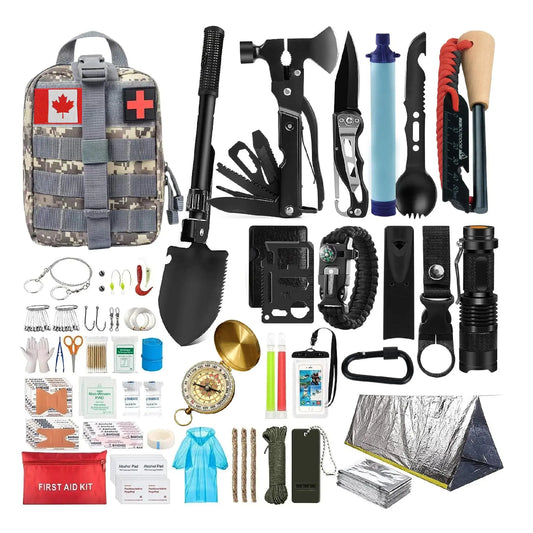 Emergency Survival Kit and First Aid Kit for Outdoor Professional Outdoor Tools for Camping Outdoor Adventure Hiking and Hunting Survival Gear with Molle System (Grey) ZenBird Store