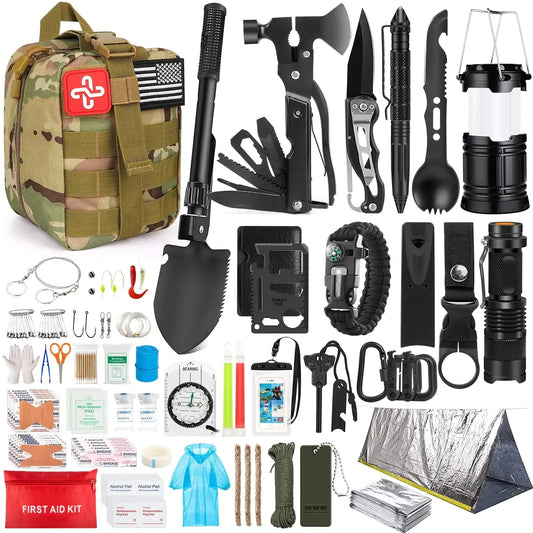 Survival Kit 250Pcs Survival Gear First Aid Kit with Molle System Compatible Bag and Emergency Tent Emergency Kit for Earthquake Outdoor Adventure Hiking Hunting Gifts for Men Women ZenBird Store